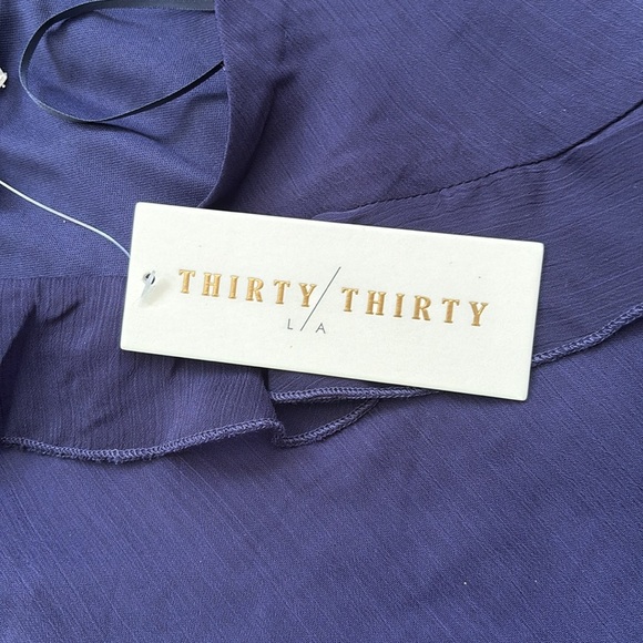 Thirty / Thirty LA | Navy blue ruffled satiny cami tank top NWT Size Large - Picture 6 of 10
